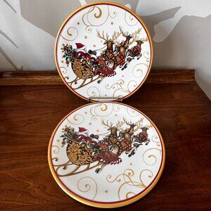 2 Williams-Sonoma Twas the Night Before Christmas Melamine 9" Plates Kids Child